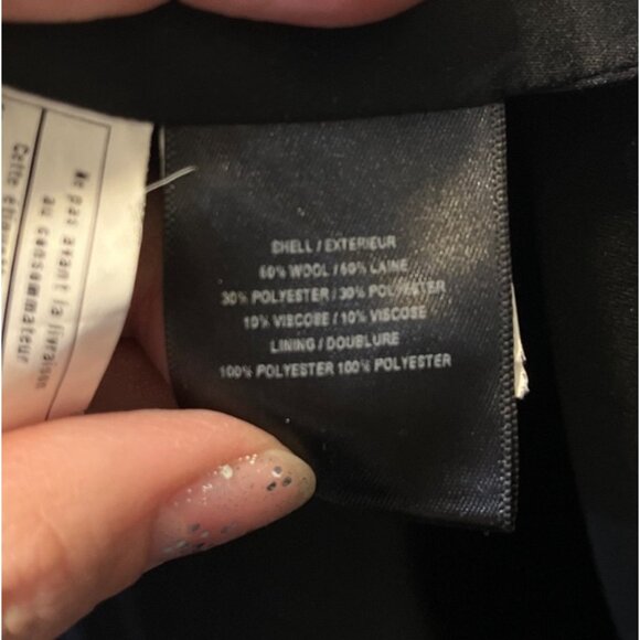 Sam Edelman Womens Long Black Wool Blend Coat Size 8 Button Front - Picture 5 of 7